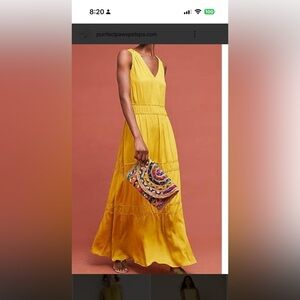 Anthropologie Dolan Left Coast Yellow V-neck Maxi S